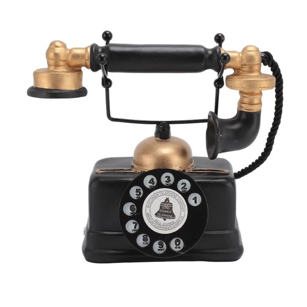 Retro Telephone Ornament Vintage Button Corded Phone Decoration Phone Model