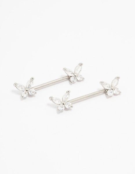 Surgical Steel Butterfly Double Nipple Piercing