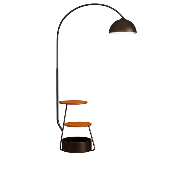 Floor Light with 2 Tables - Black, For Living Room