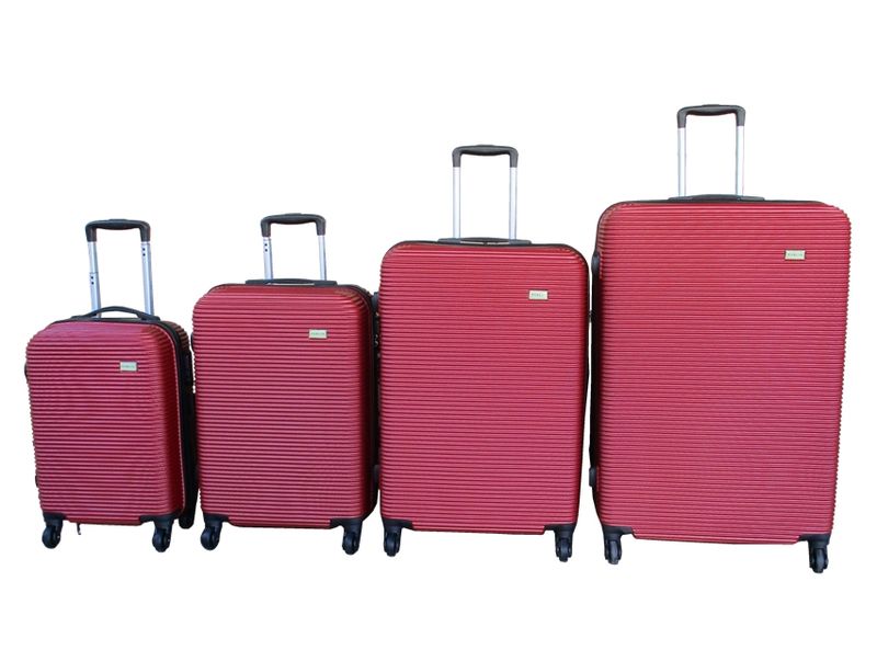 4-Piece Red ABS Luggage Set with Spinner Wheels and TSA Locks