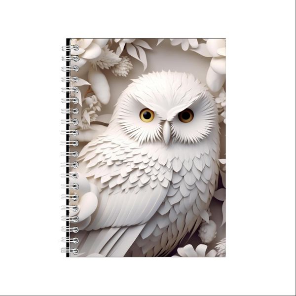 3D Snow Owl White Flowers Notebook Animals Gift Idea A4 Notepad Pad 108
