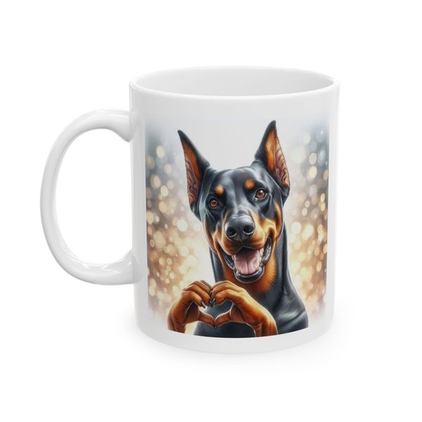 Doberman Dog Mug - Doberman Dog Making Heart Shape With Paws