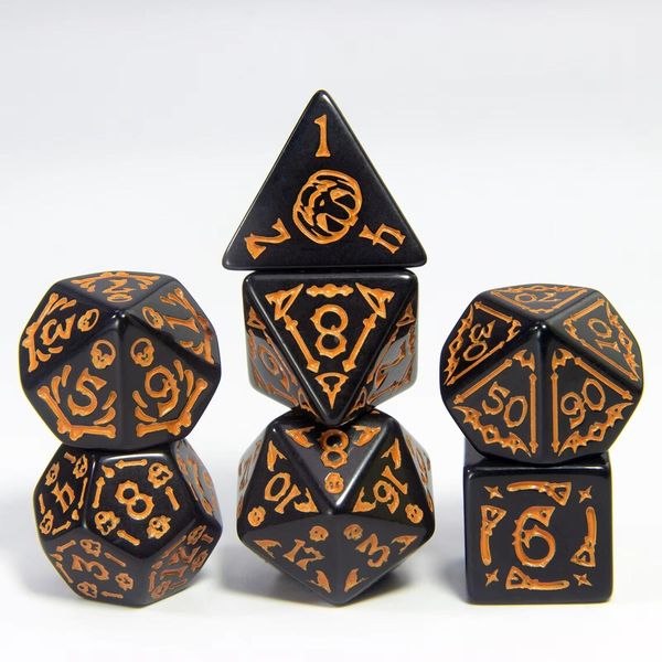 7 Piece DND Halloween Polyhedral Acrylic Dice Set