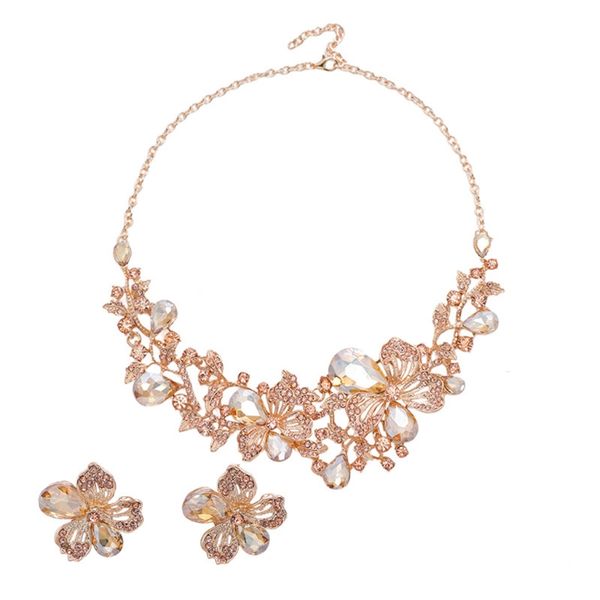 Vintage Exquisite Flower Necklace And Earring Se image