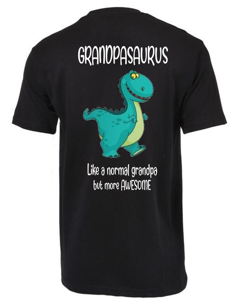Grandpasaurus Men's Black Double-Sided Print T-Shirt