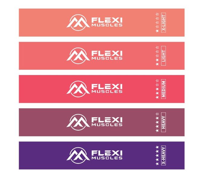 Flexi Muscles Resistance Bands–Workout Bands for Legs &amp; Butt - Set of 5