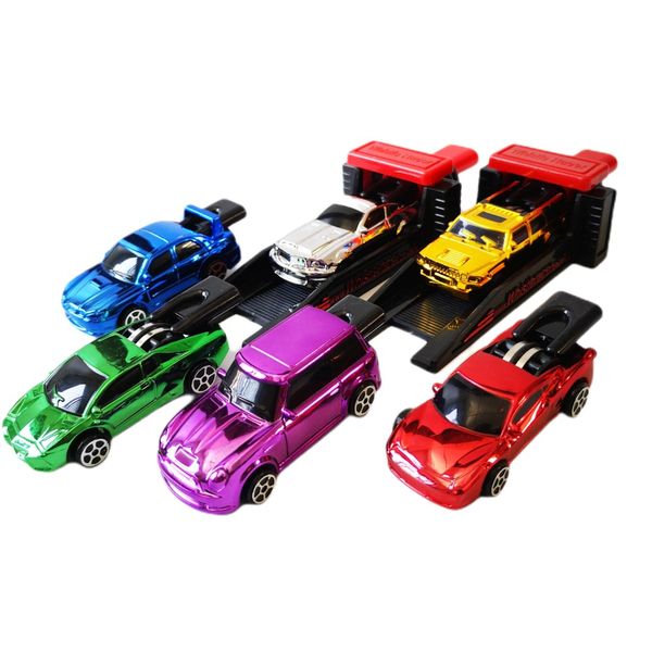 Blow Cars &amp; 2 Launchers Unboxed - Set of 6 Assorted Metallic Cars - Unboxed