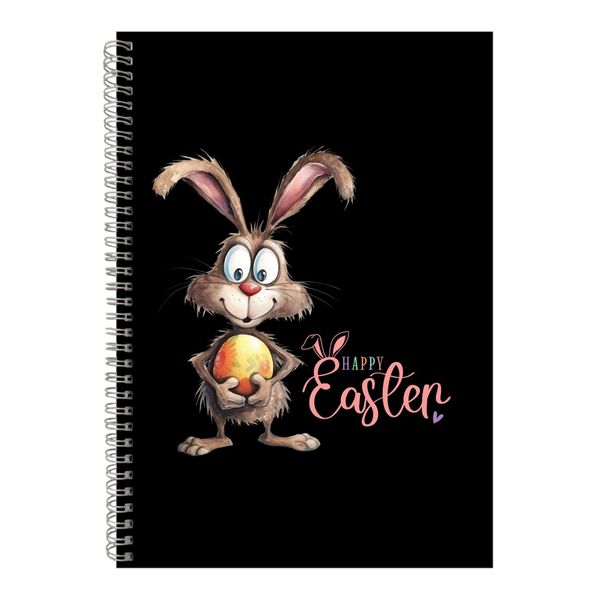 Golden A4 Notebook Spiral Lined Trendy Easter Graphic Notepad Present 085