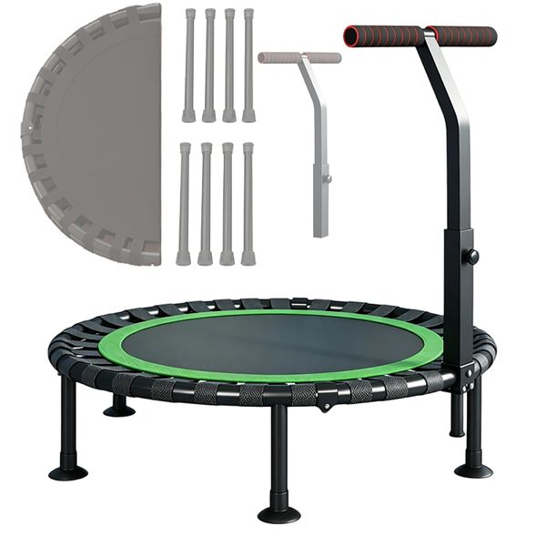 40 Inch Fitness Trampoline Foldable Rebounder Adjustable Handle Bar Silent
