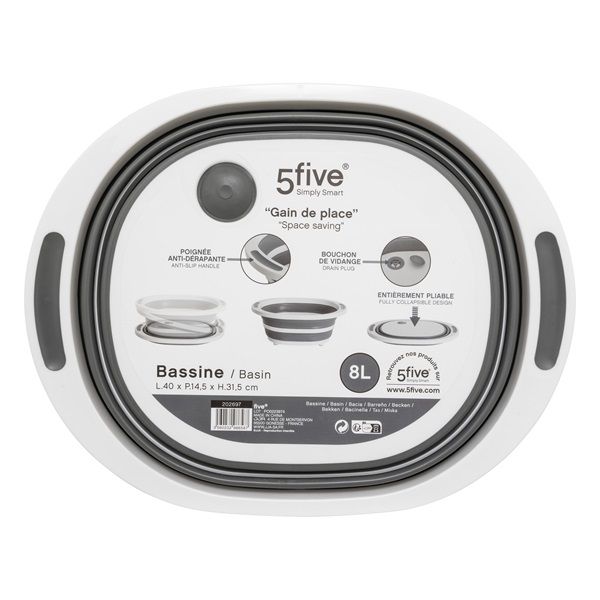 5five Polypropylene Collapsible Bowl Oval with Plug 31.5x40x14.5cm