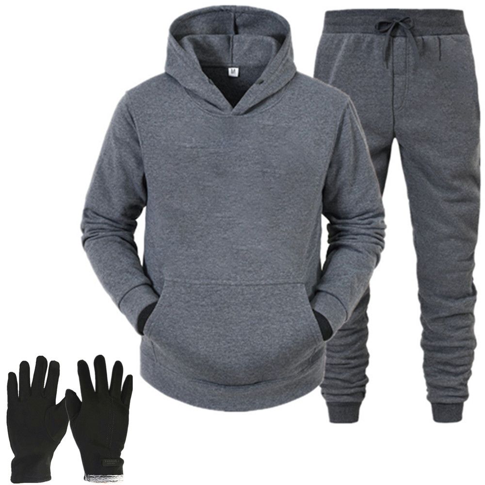 Hoodie Tracksuit Unisex Fleece Lined + Touch Screen Winter Gloves ...