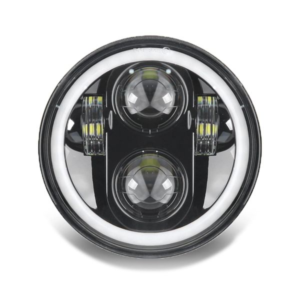 5.75 INCH Motorcycle Headlight with White Yellow Halo DRL LED Waterproof