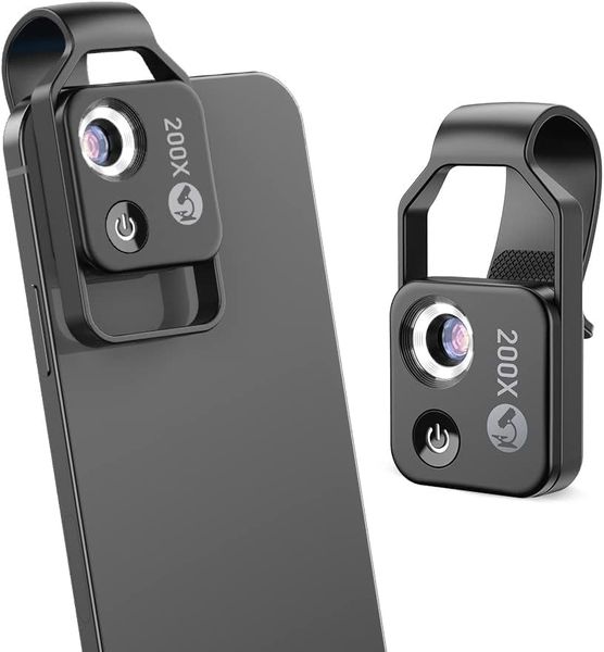 200X Phone Microscope Lens with LED Lights &amp; CPL Filter - Universal Clip-On