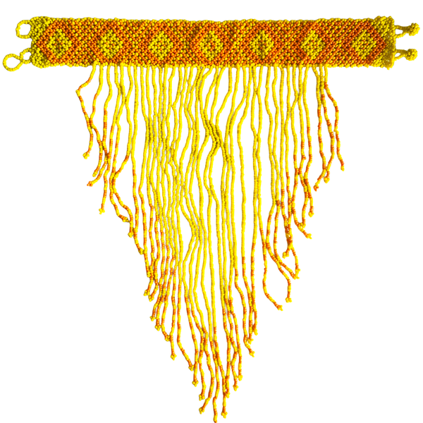 Beaded choker necklace with an intricate geometric pattern