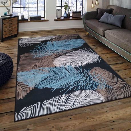 Exotic Blue White Leaves Polyester Print Rug 100x150cm Buy Online In South Africa Takealot Com