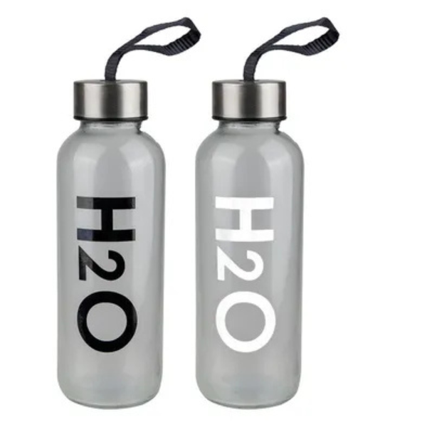 H20 Glass Water Bottle 400ml - Set of 6
