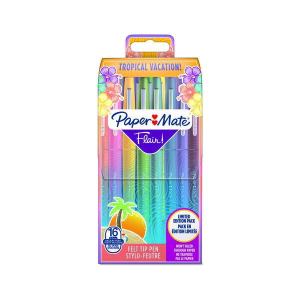 PAPER MATE Flair Tropical Vacation Medium 0.7mm 16 Assorted Markers
