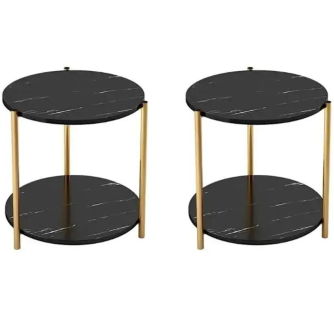 Black Nodric Table Double Layer-2Pieces