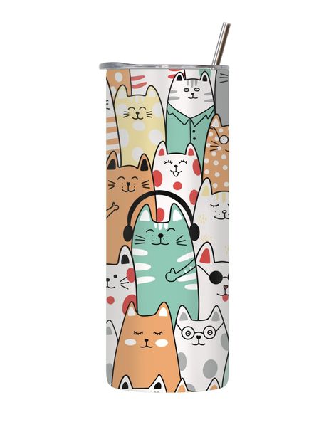 Feline Disco 20 Oz Tumbler Lid Straw Cat Lovers Graphic Gift 136