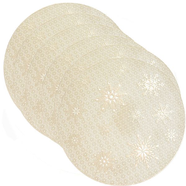 Placemats - Heat Resistant Washable Dining Table Mats - Gold - Set of 6