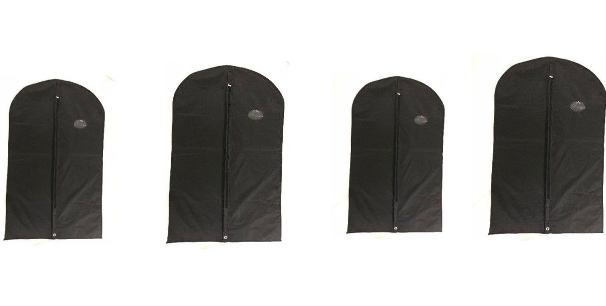 Garment Bag NonWoven Fabric With Zip Reinforced Corners Black