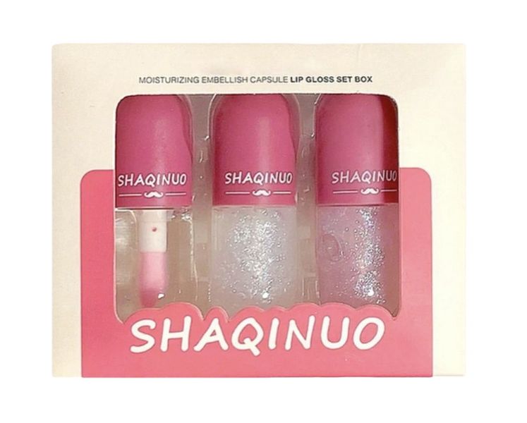 Shaqinuo 3Pcs Water Luminous Lip Gloss Set - Moisturizing Shimmer Lip Care