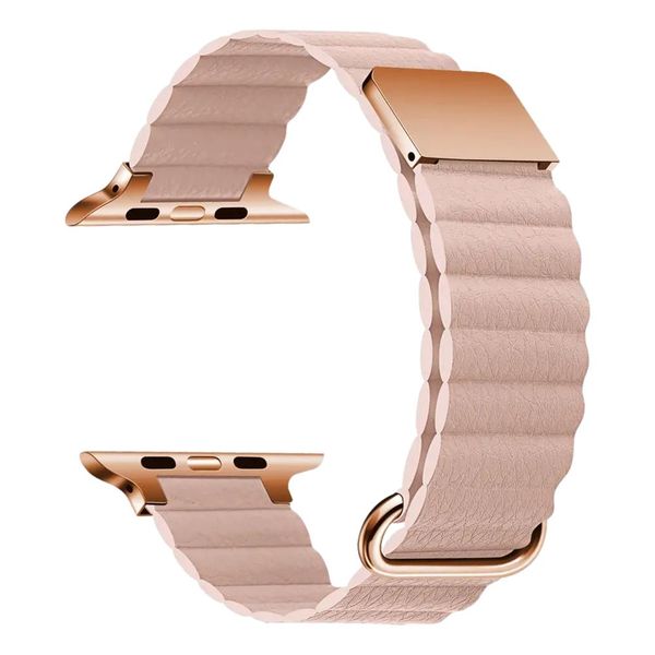 Magnetic PU Leather Band for 42mm/44mm/45mm/49mm Apple Watch - Light Pink