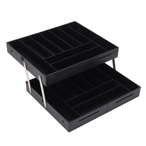 Expandable Foldable Desk Organizer Tray, Multi-Level Space-Saving Grey Plas