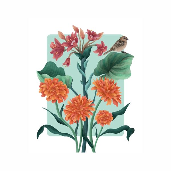 Spring Blue Flower Abstract - A1 Poster