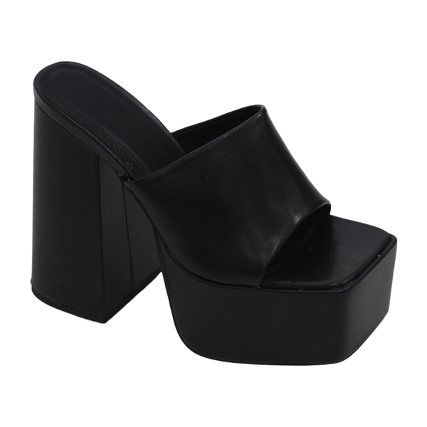 Lamara Paris Porto Platform Slide On 14cm Thick Heel PU Orange