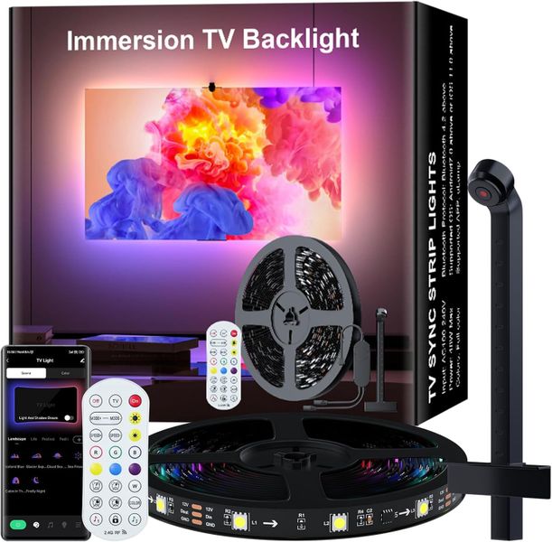 TV LED Backlight with Sensor, 3.8m RGB Strip Lights with Camera