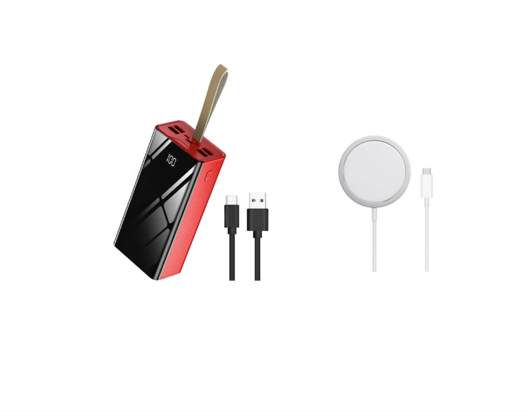 40000mAh Mobile Power Bank Plus Type-C Cable &amp; Wireless Magsafe Charger