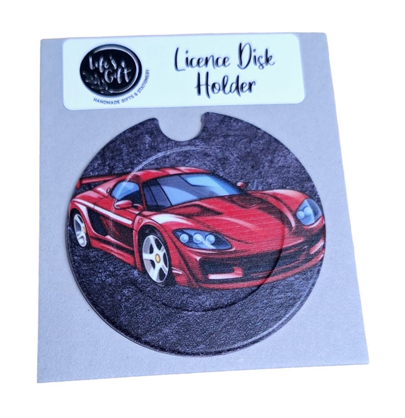 Licence Disk Holder - Beautiful Red-Flame Sports Car