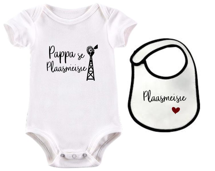 Pappa se Plaasmeisie Afrikaans baby grow &amp; bib combo