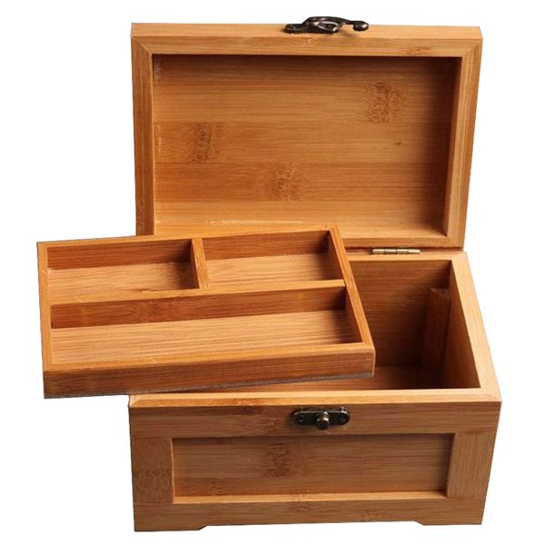 Home Two Layer Hand Made Carved Wooden Jewellery Box - 18cm