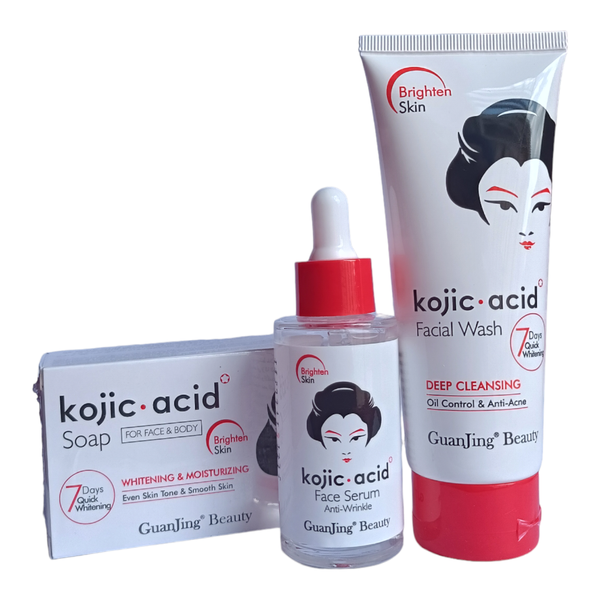 Kojic Acid Face wash, Face Serum &amp; Body Soap Complete Brightening Combo
