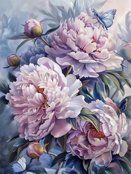 Petals of Serenity Diamond Painting -Peony Floral Crystal Art Kit