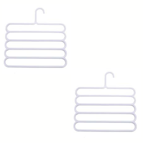 Two 2 Pack Space Saving Hangers Trouser Hangers Multilayer