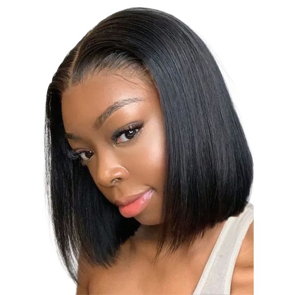 Bob Wig 12" Human Hair Full Front Lace Wig Short Straight Wig-Goldenperfect
