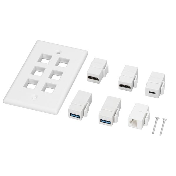 6-Port Wall Plate with HDMI/USB3.0/Ethernet
