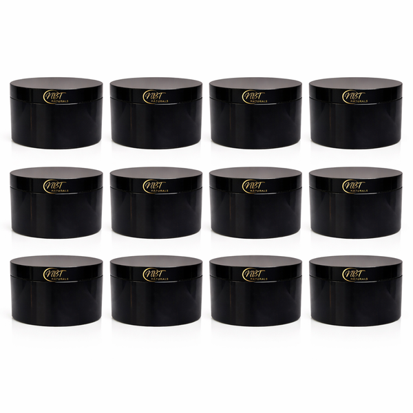 Cosmetic Jar with Lid (85 mm neck) 250g - Black with Black Lid - 50 Pack