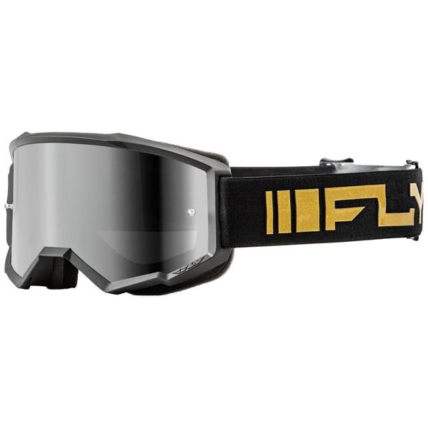 Fly Zone Black/Gold Silver Mirror Smoke Lens Gog image