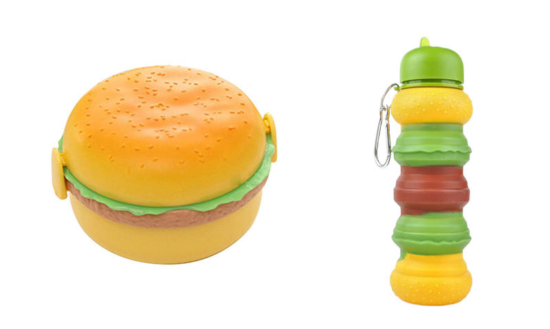 Burger Lunch Box With Burger-Shaped Water Bottle