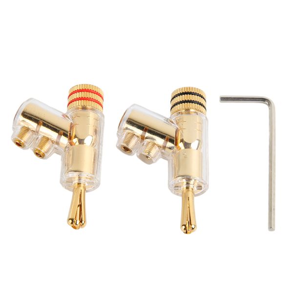 1 Pair Locking Banana Plugs Copper Gold Plated Solderless Speaker