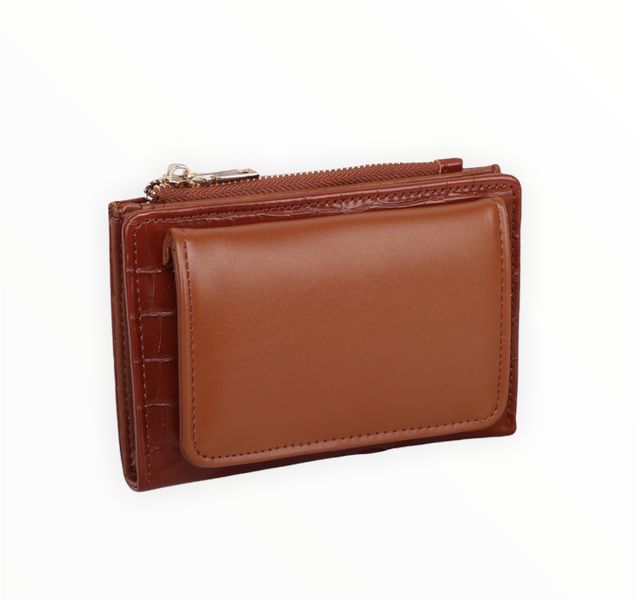 Crocodile Texture PU Leather Bi Fold Wallet Snap Closure with Zip - Q310