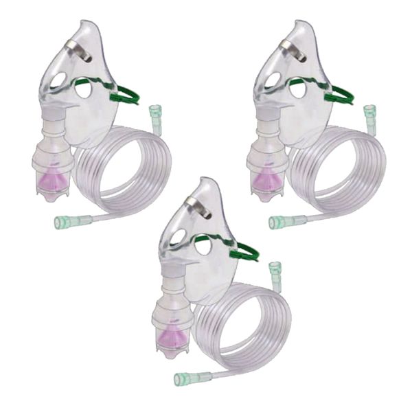 Nebulizer Mask With Chamber, Tubing &amp; Elasticated Straps - Adult - 3 Pack