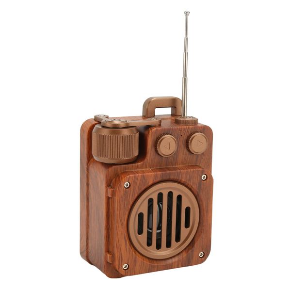 Retro BT Speaker, Wood Grain, FM Radio
