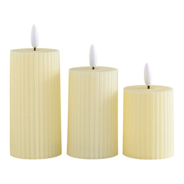 3 Piece - LED Flameless Artificial Candles - Warm Yellow