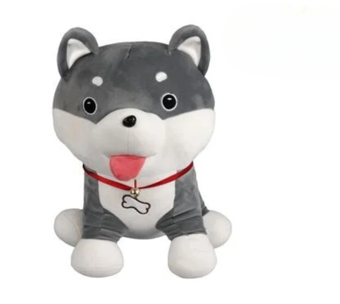 Realistic Tongue-Out Husky Stuffed Animal - 45cm Fluffy Pet