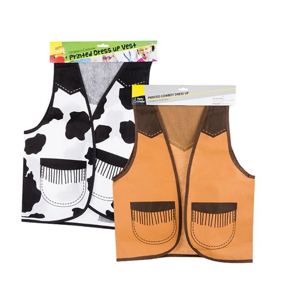 Cowboy Vest - Party Dress Up - Cowboy Design - Single - 8 Pack